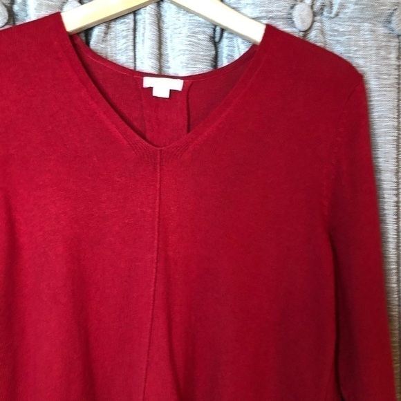 J Jill Red V Neck Pleated Back Sweater Size Small - Picture 3 of 16
